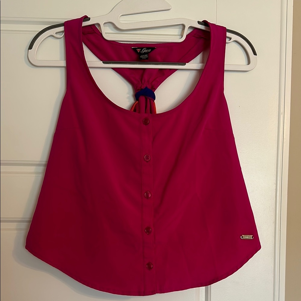 Guess Deep Pink Tank Top with Colorful Ribbon